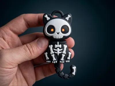 Articulated Skeleton Cat - Spooky & Cute Keychain
